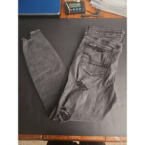 American Eagle Faded Black Distressed Hi-Rise Jeggings Size US 14